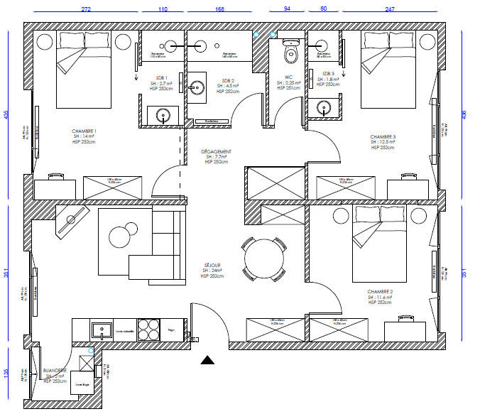 Chambre - 13 m² - 1 pièce
