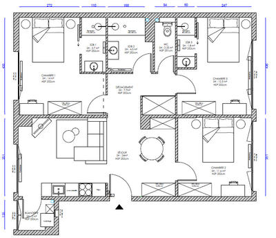Chambre - 13 m² - 1 pièce