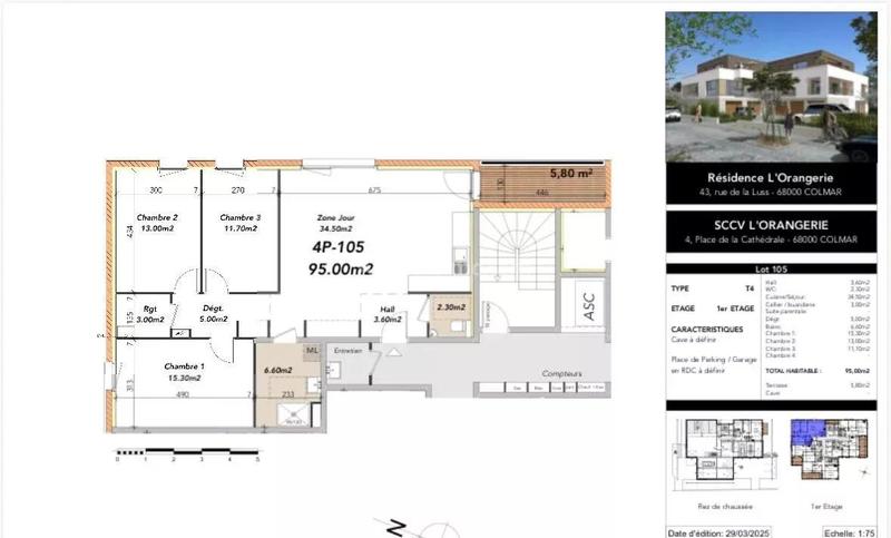 Appartement - 95 m² - 4 pièces