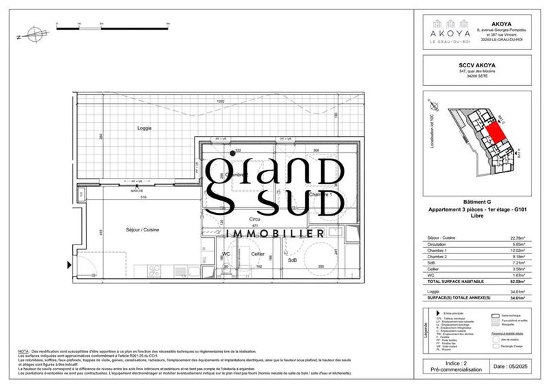 Appartement - 62 m² - 3 pièces