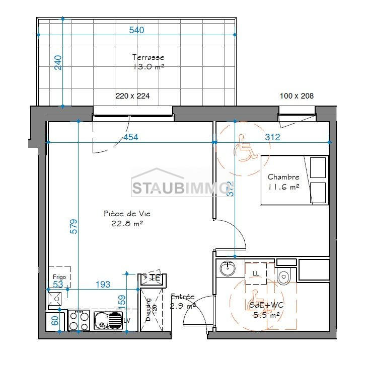 Appartement - 42 m² - 2 pièces