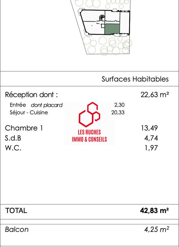 Appartement - 43 m² - 2 pièces