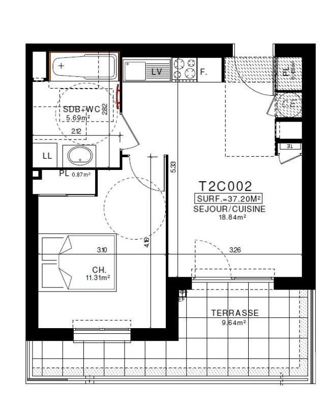 Appartement - 37 m² - 2 pièces