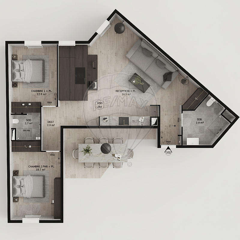 Appartement - 81 m² - 3 pièces