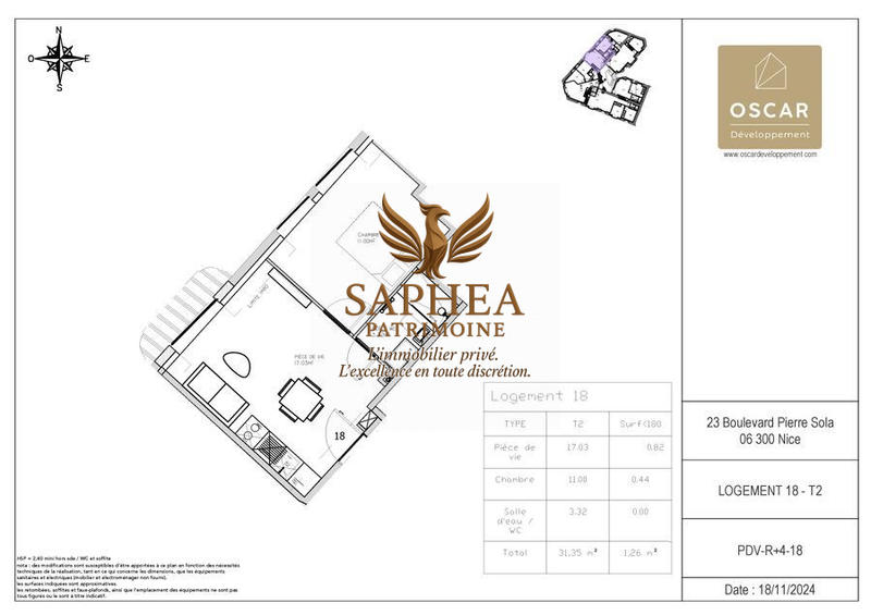 Appartement - 31 m² - 2 pièces