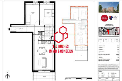 Appartement - 62 m² - 3 pièces