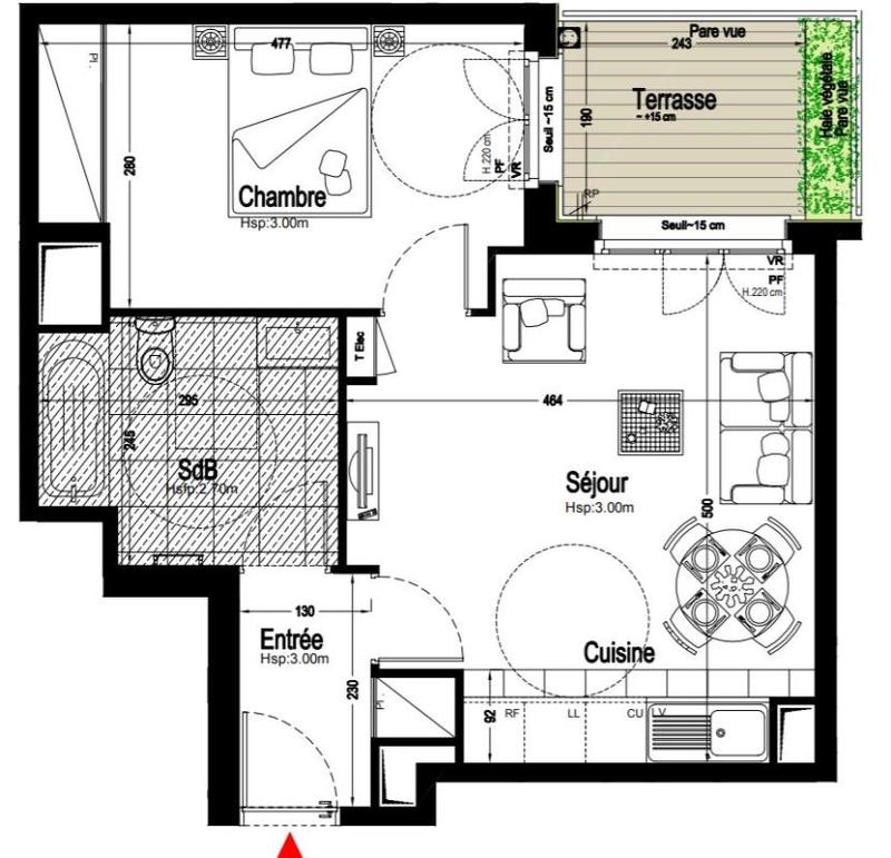 Appartement - 43 m² - 2 pièces
