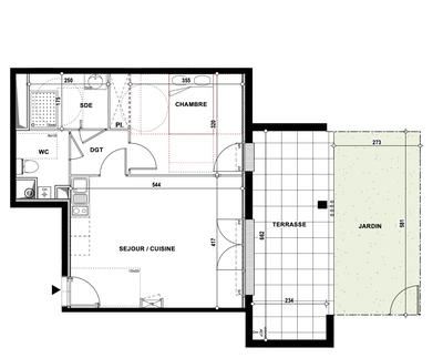 Appartement - 45 m² - 2 pièces