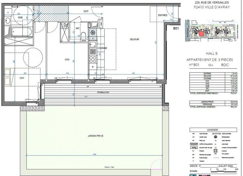 Appartement - 75 m² - 3 pièces