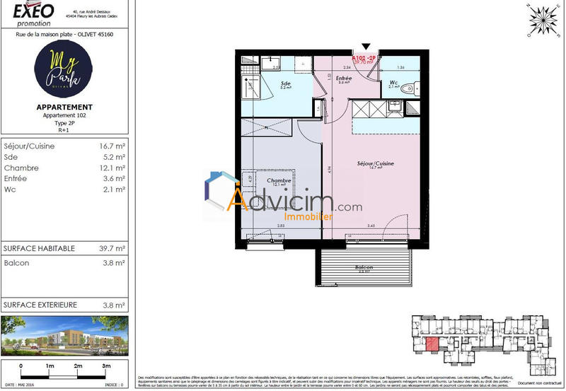 Appartement - 40 m² - 2 pièces