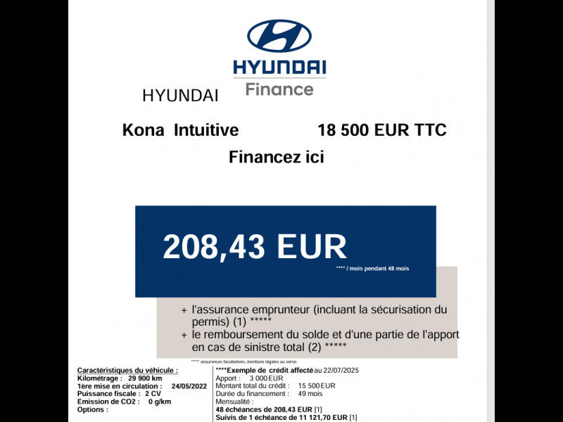 Hyundai Kona Electrique 39 kWh - 136 ch Intuitive
