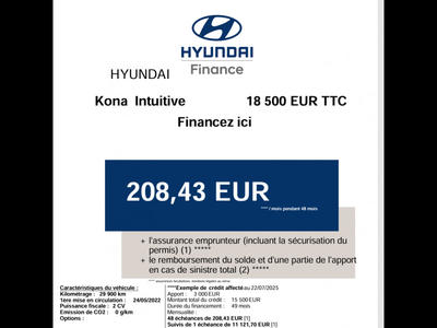 Hyundai Kona Electrique 39 kWh - 136 ch Intuitive