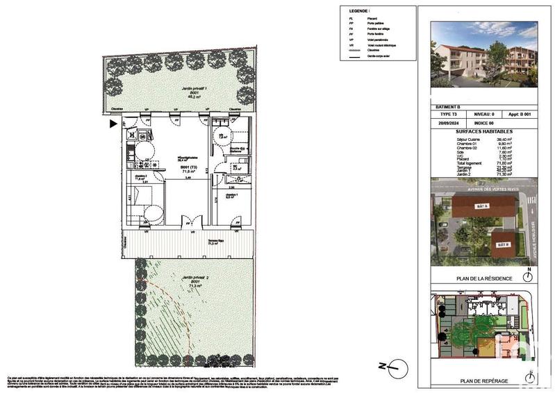 Appartement - 72 m² - 3 pièces
