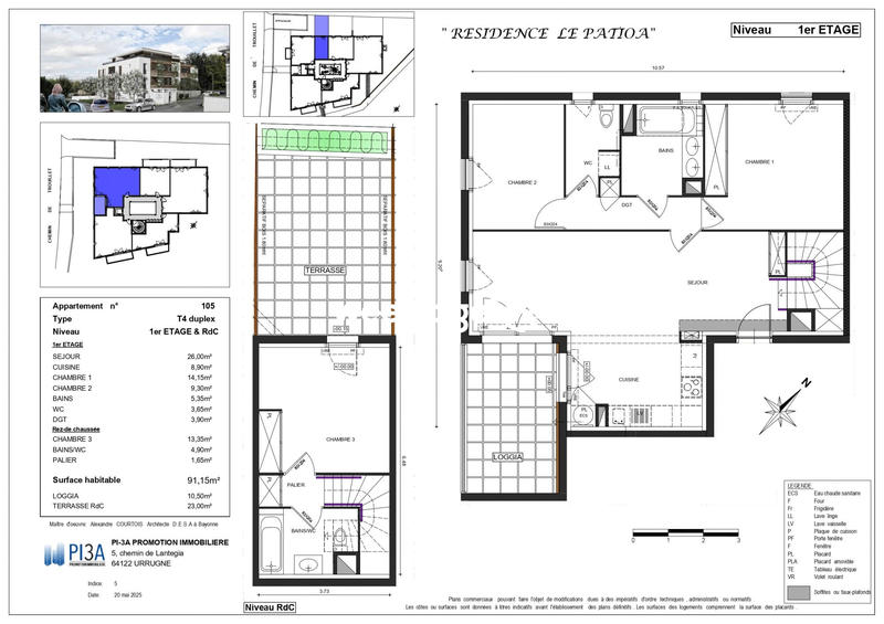Duplex - 91 m² - 4 pièces