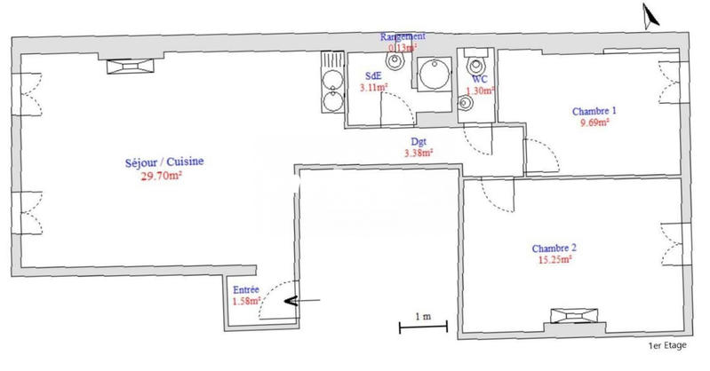 Appartement - 64 m² - 3 pièces