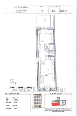 Appartement - 43 m² - 2 pièces