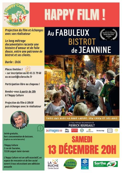 Projection du film &quot;Au fabuleux bistrot de Jeannine&quot; + échange avec le réalisateur