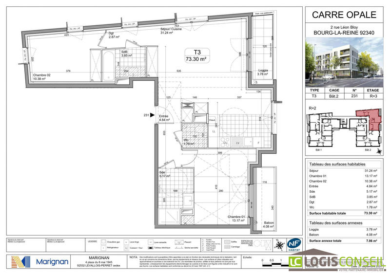 Appartement - 73 m² - 3 pièces
