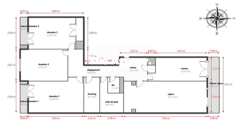 Appartement - 96 m² - 4 pièces