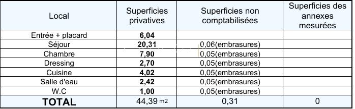 Appartement - 44 m² - 2 pièces