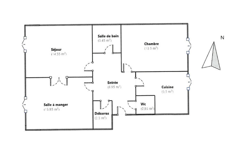Appartement - 61 m² - 3 pièces