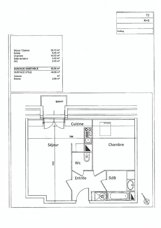 Appartement - 43 m² - 2 pièces
