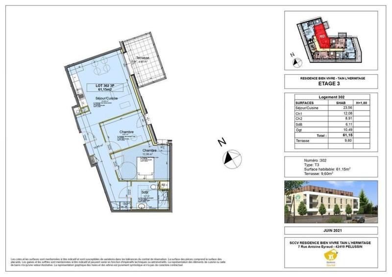 Appartement - 61 m² - 3 pièces