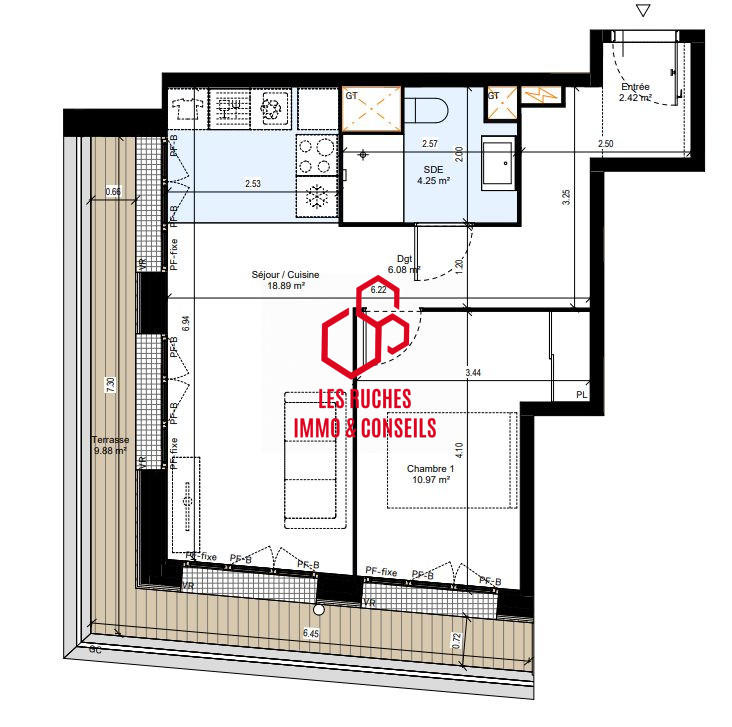 Appartement - 43 m² - 2 pièces