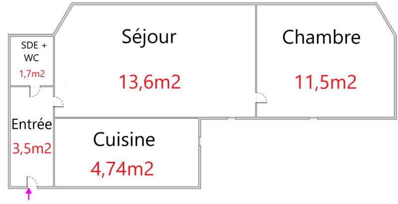 Appartement - 35 m² - 2 pièces