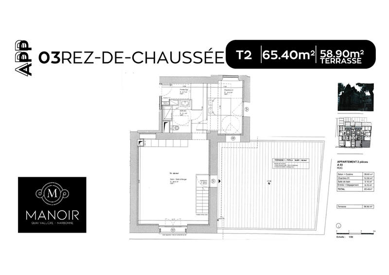 Appartement - 64 m² - 2 pièces