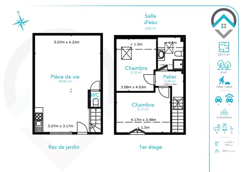 Maison - 69 m² - 4 pièces