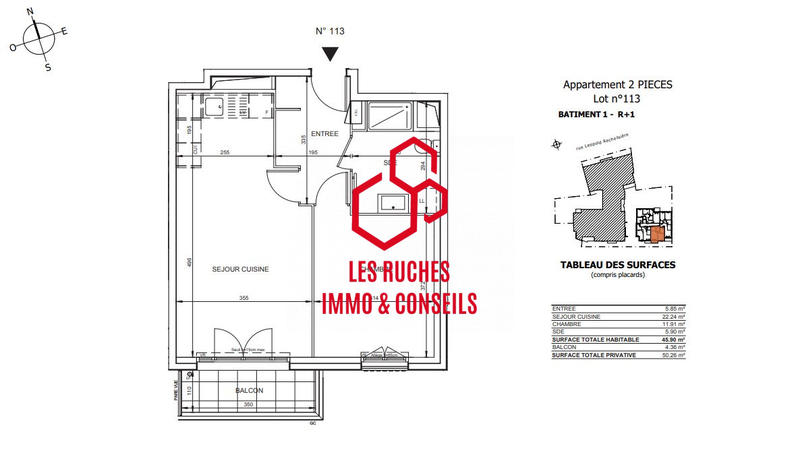 Appartement - 46 m² - 2 pièces