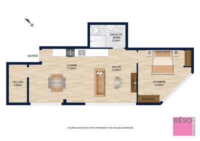 Appartement - 54 m² - 2 pièces