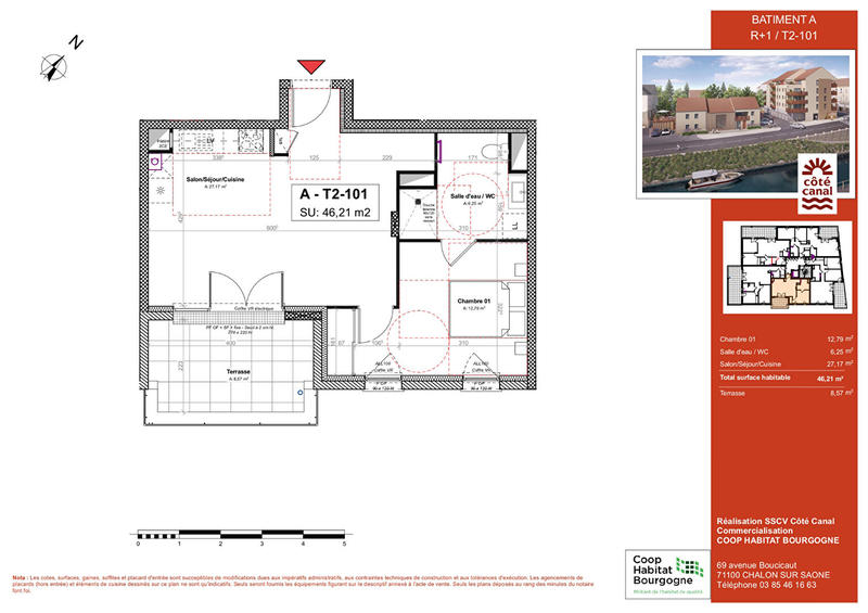 Appartement - 46 m² - 2 pièces