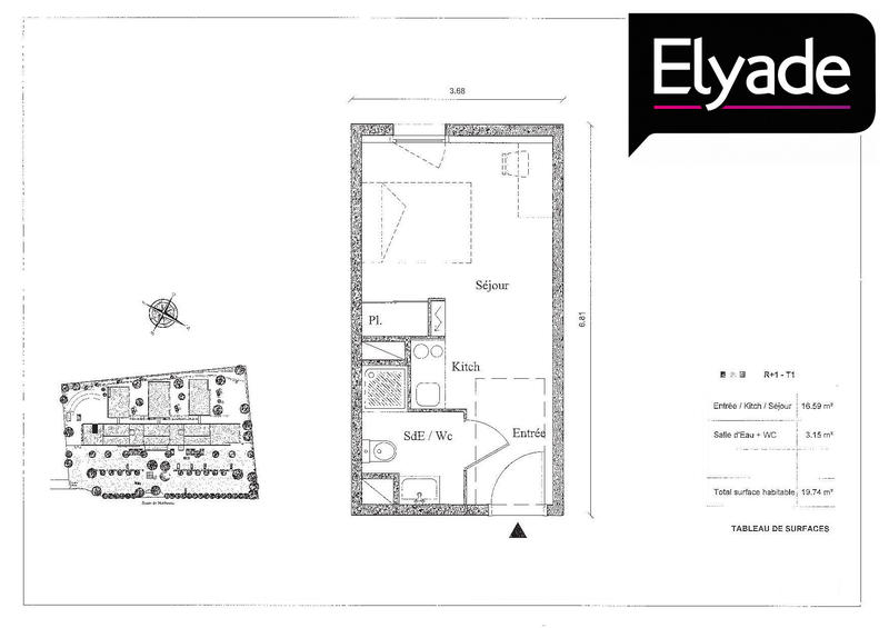 Appartement - 20 m² - 1 pièce