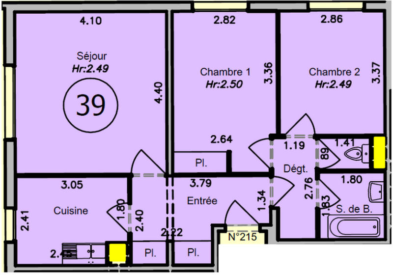 Appartement - 62 m² - 3 pièces