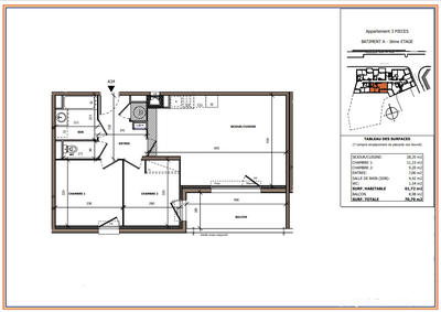 Appartement - 61 m² - 3 pièces