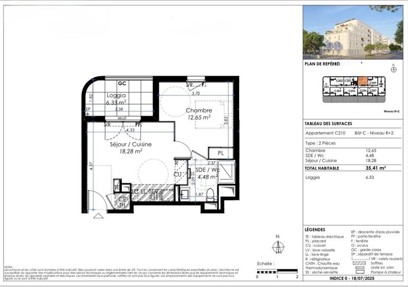 Appartement - 35 m² - 2 pièces