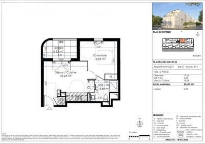 Appartement - 35 m² - 2 pièces