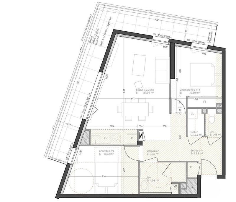 Appartement - 65 m² - 3 pièces