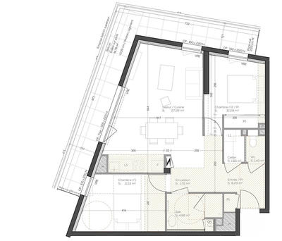 Appartement - 65 m² - 3 pièces