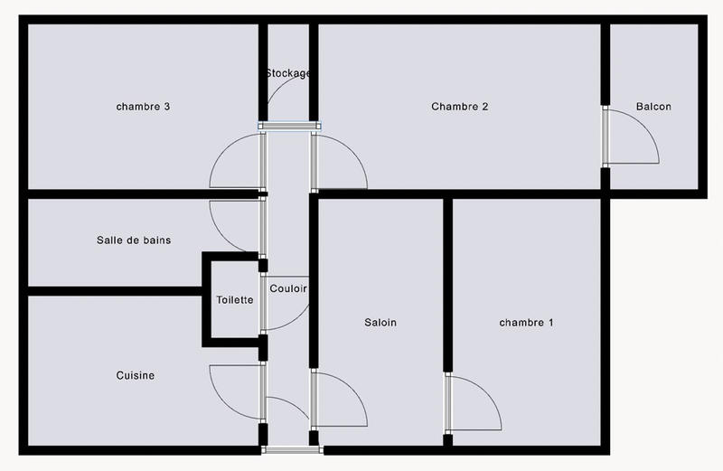 Chambre - 18 m² - 3 pièces