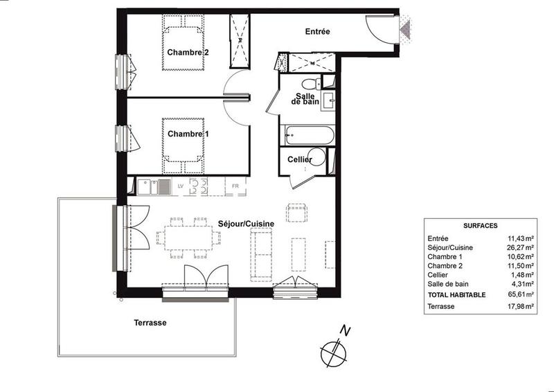 Appartement - 66 m² - 3 pièces