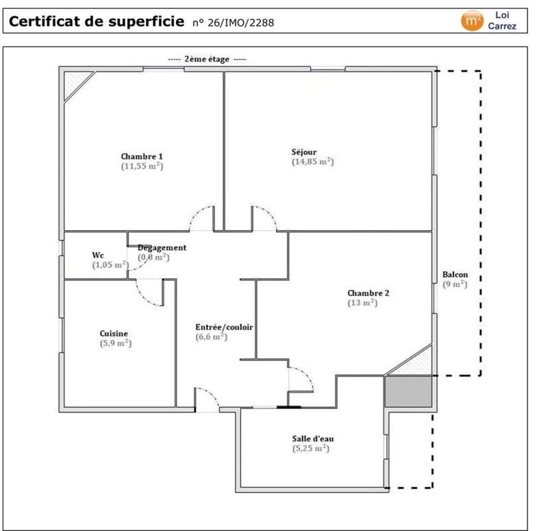 Appartement - 59 m² - 3 pièces