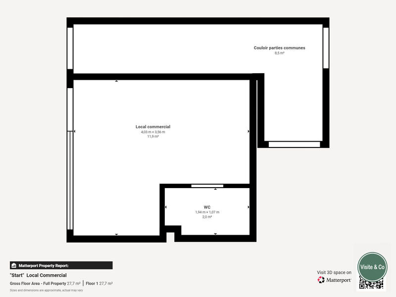 Local commercial - 15 m² - 1 pièce