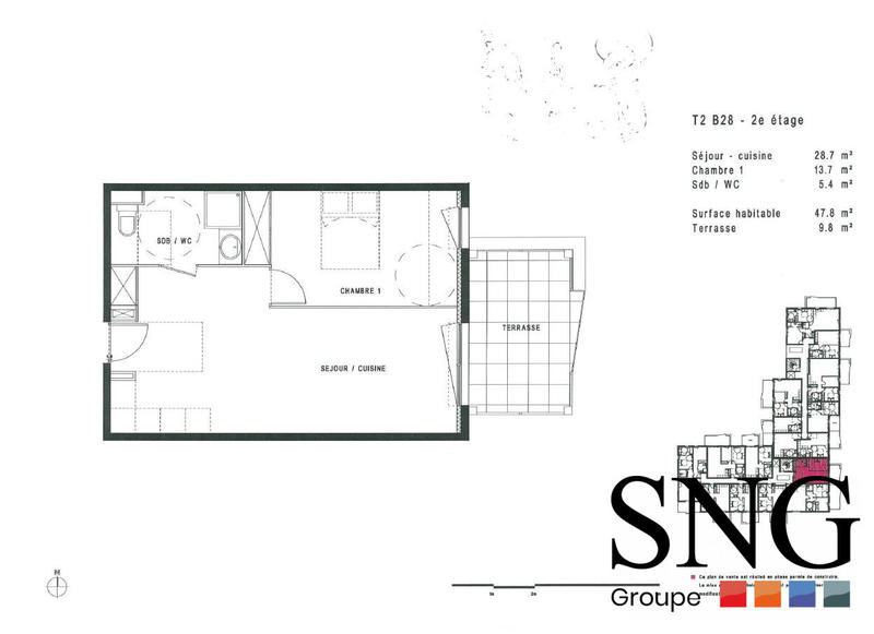 Appartement - 46 m² - 2 pièces