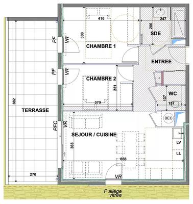 Appartement - 60 m² - 3 pièces