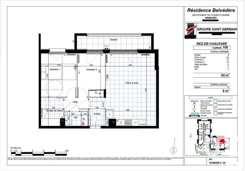 Appartement - 64 m² - 3 pièces
