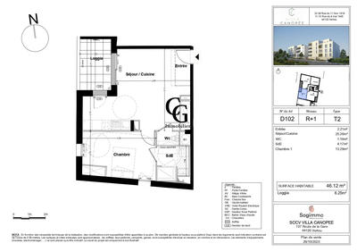 Appartement - 46 m² - 2 pièces