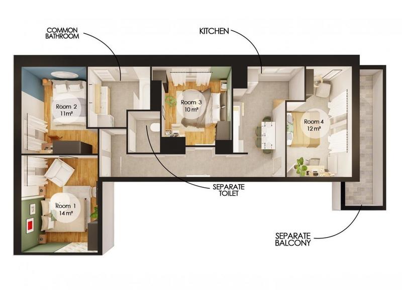 Chambre - 10 m² - 1 pièce